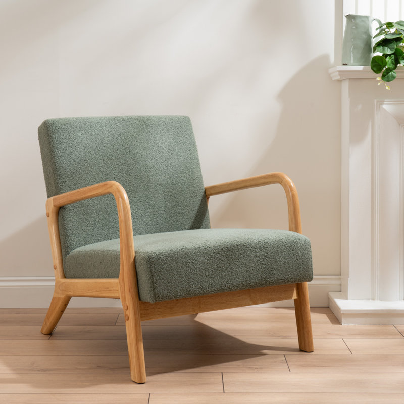 Boucle Accent Chair (Curved Arms), Green