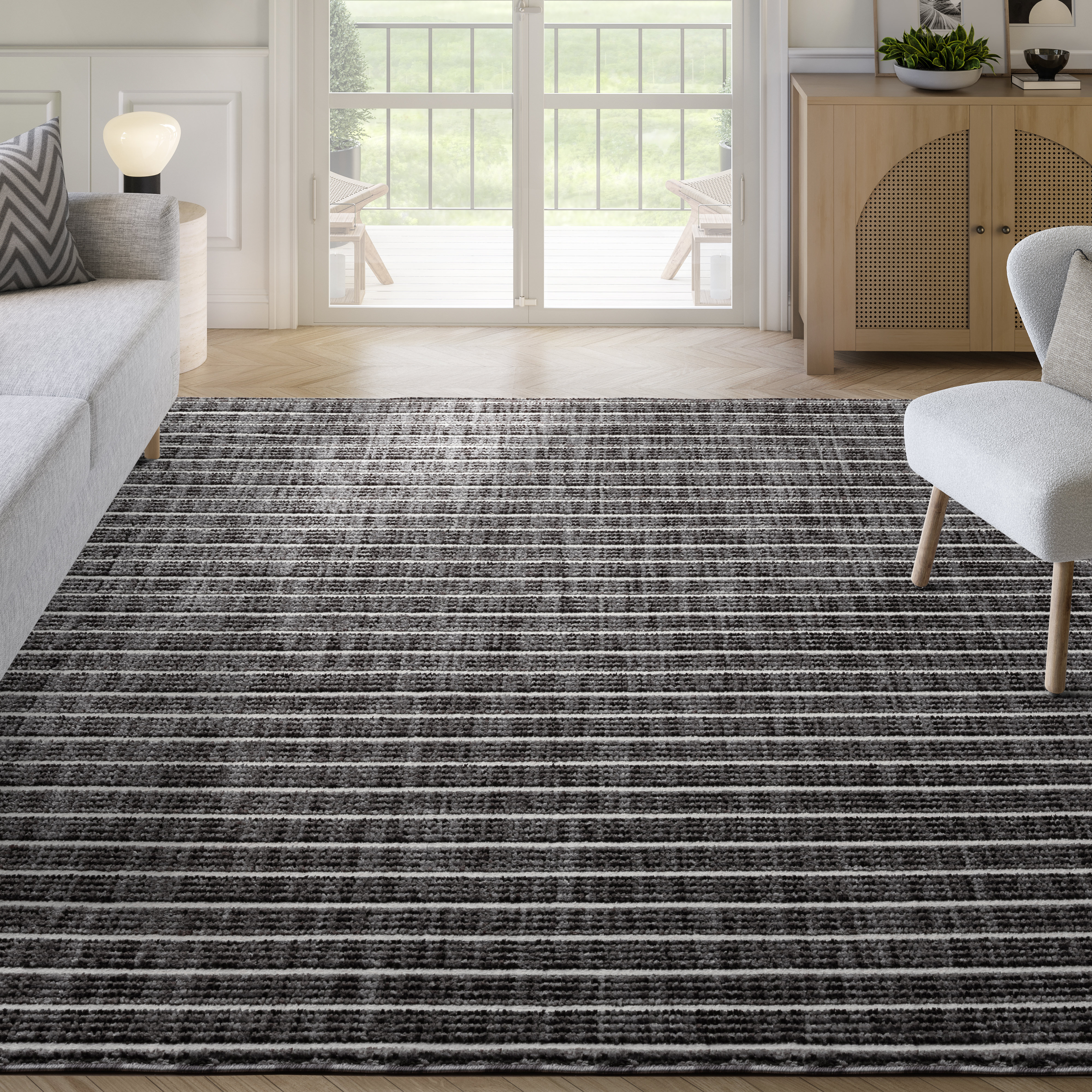 Linear Dynamic Rugs Wrought Studio Abani Rugs BUR120A Delastre Linear Stripe Area Rug ...