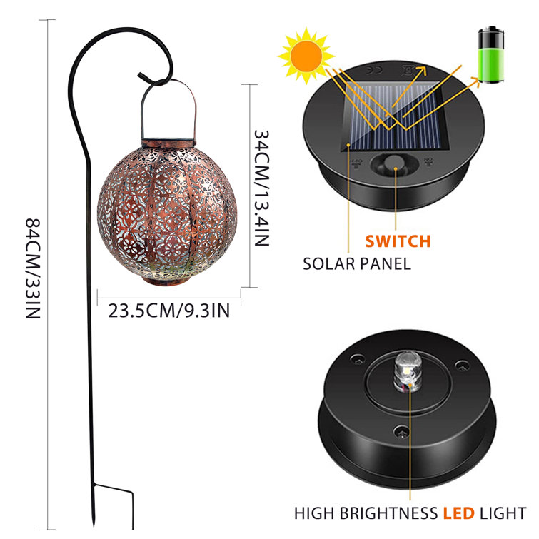 Aptoco Outdoor Hanging Solar Lanterns Waterproof Solar Garden Lights with  Hook for Yard Fence Decor - Wayfair Canada