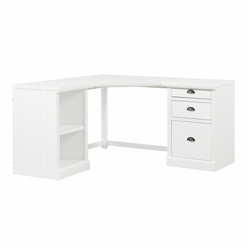 Bureau de direction moderne en L avec rangement spacieux et conception durable pour un bureau à domicile efficace