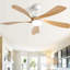 Ventilateur de plafond moderne de 52 pouces avec 3 lumières à DEL à intensité variable et 5 pales pour moteur à télécommande DC réversible-1018429662-1018429660