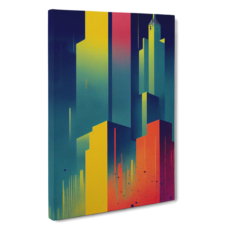 Colourful Architecture No.1 Skyscraper Abstract - Wall Art, Wrapped Canvas, 50cm H x 35cm W x 3cm D, No Matte