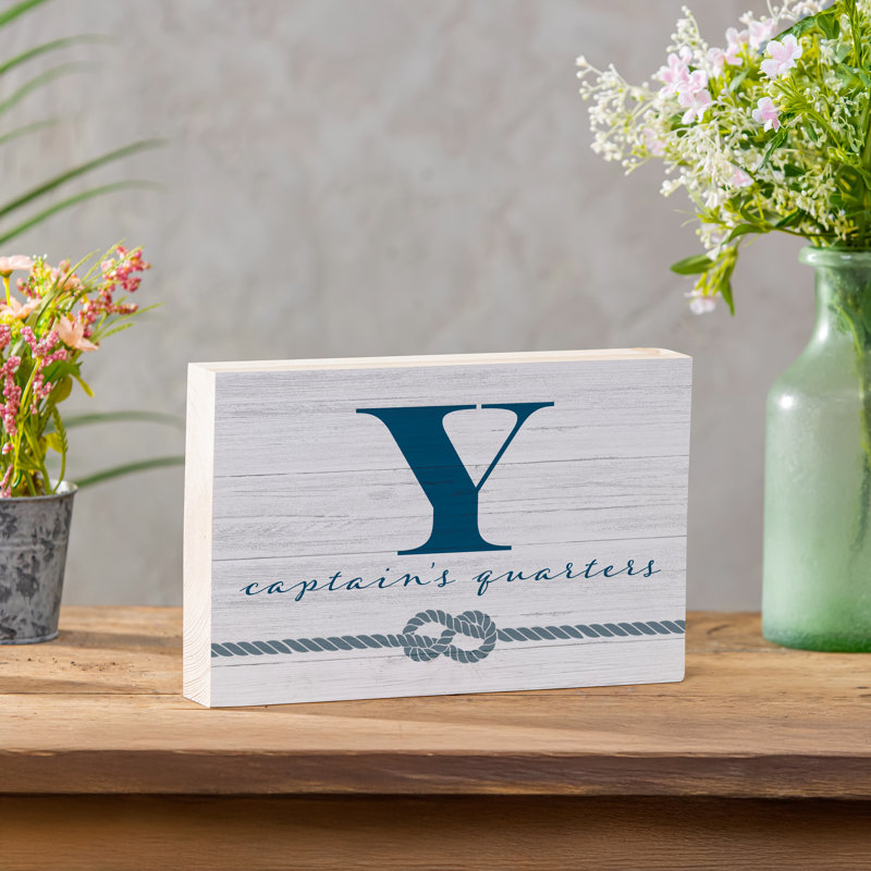 Coastal Wooden Plock Monogram Captain 12x8" Y