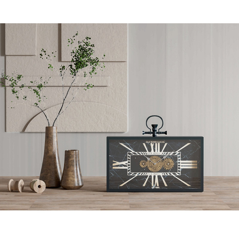 Decorative Black And Gold Gear Table Clock