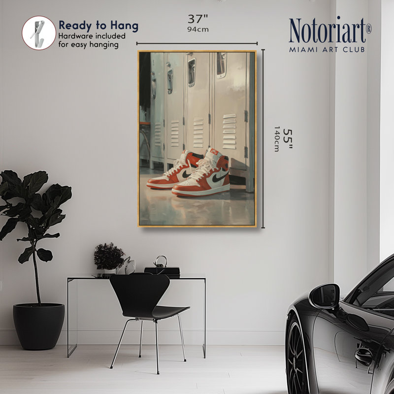 «Ready for After School», impression murale sur toile encadrée par Notoriart, cadre doré, 36 x 54, H 55 po x l 37 po