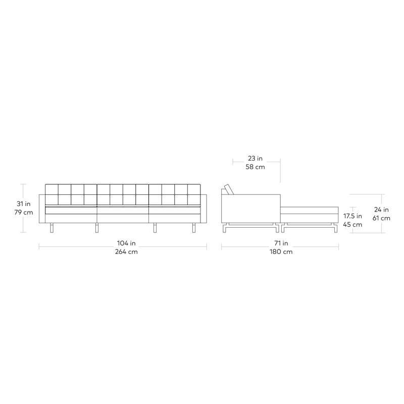 Jane 2 Bi-Sectional, Parliament Stone Performance Twill, Ash Natural