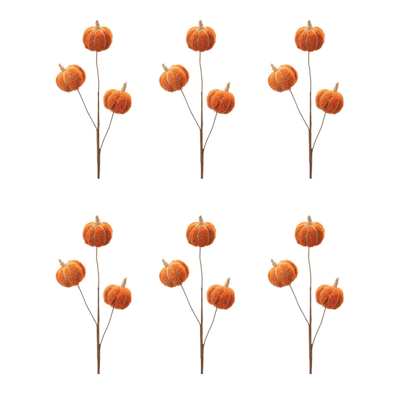 Ensemble de six mini gerbes de citrouilles orange et vertes