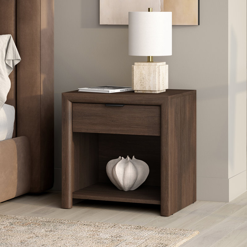 Clara 24" Rectangular Nightstand in Brown Oak, Brown Oak