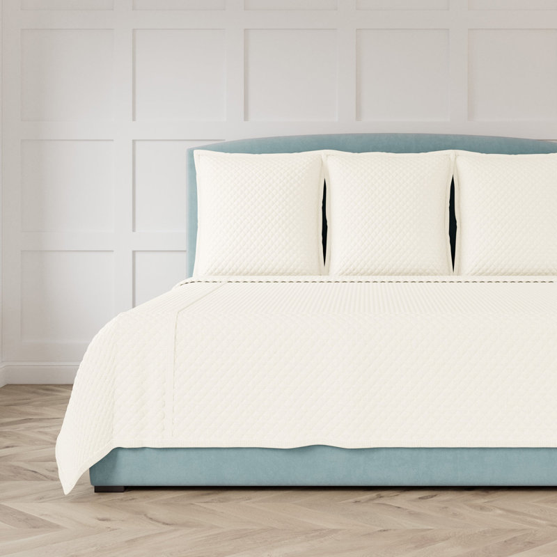 Quilted Silk Basketweave Pillow, Square 26", Ivory