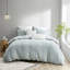 Housse de couette double / grand, coton avec rayures naturelles et boutons de motif de literie 3 pièces