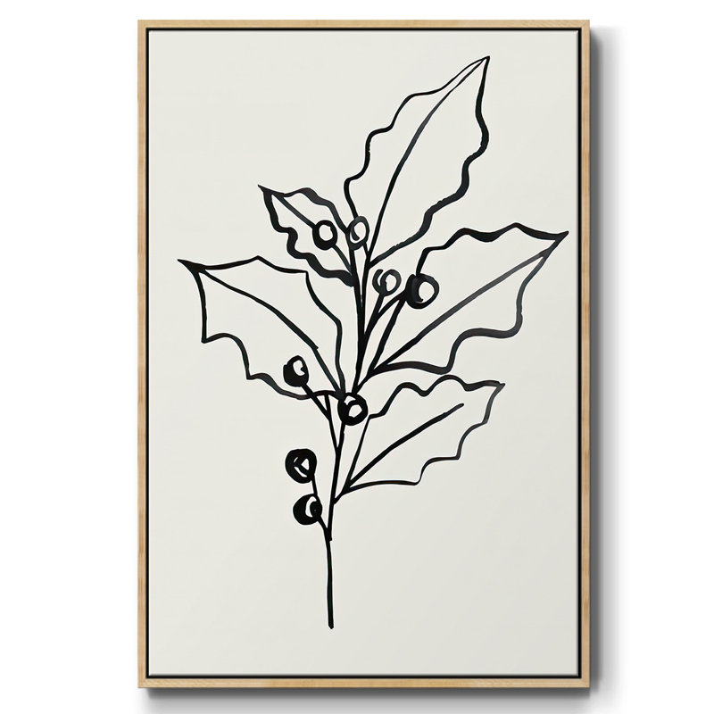 " Evergreen Ink II ", 25" H x 17" W x 1.5" D, Natural Floater Framed