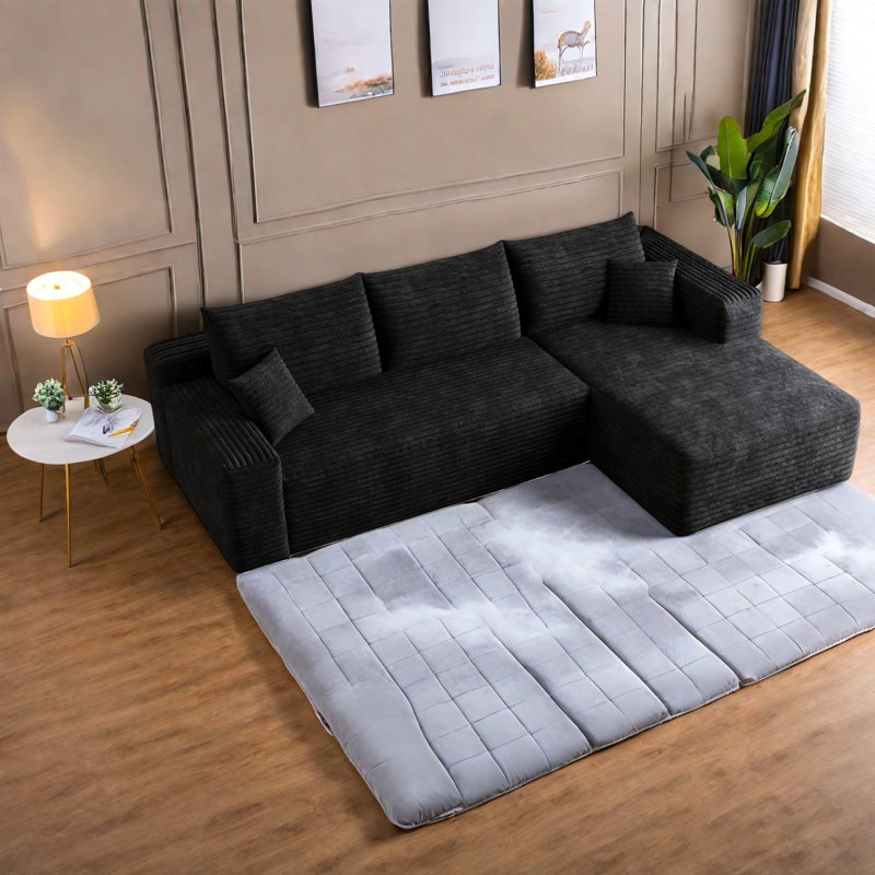 Canapé modulaire à compression en velours côtelé 95 pouces Compression