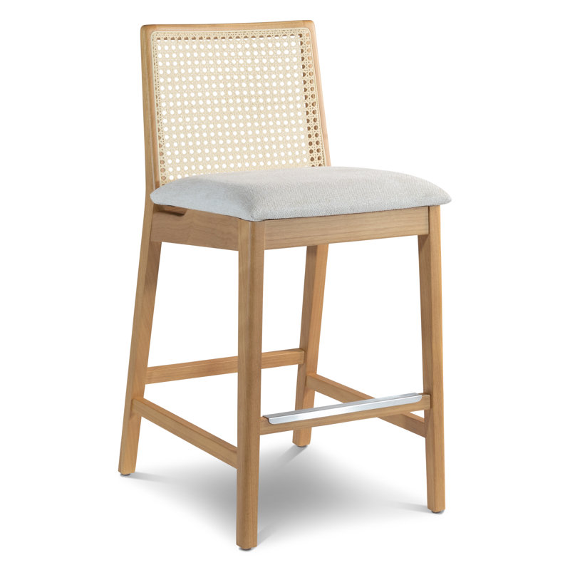 Modern Brazilian Nardia Cane Bar Stool, Light Gray/Domasco/Natural, Bar Stool (29.5" Seat Height)