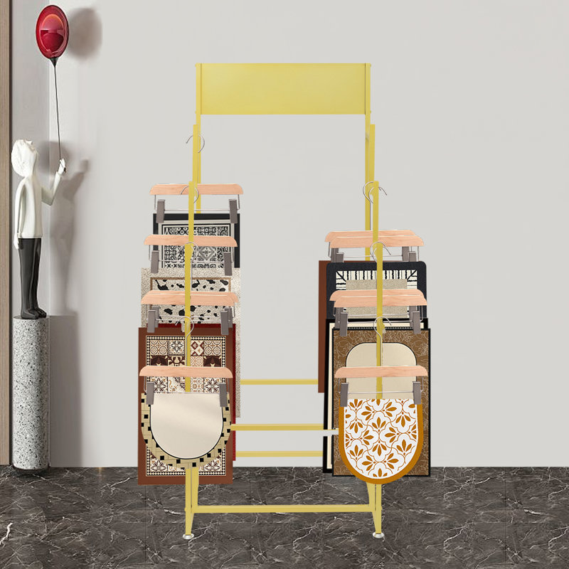 Floor Standing Carpet Display Stand, Gold