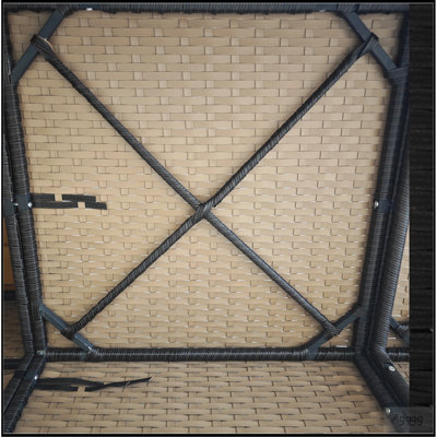 Canapé d'extérieur beige à 3 places, canapé d'extérieur en osier PE avec siège très large et profond