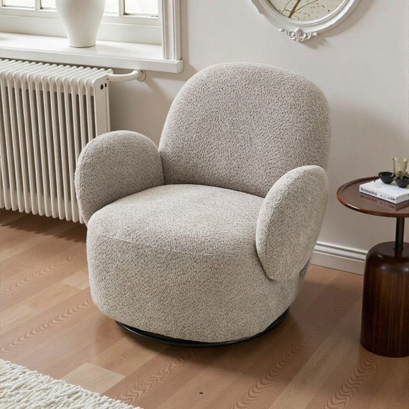 Chaise d'appoint moderne pivotante à 360 ° - Confort semblable à un nuage avec structure en métal robuste, Gris