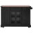 53" Farmhouse Kitchen Island with Two Tempered Glass Cabinet Doors, Power Outlet, Rolling Kitchen Cart on Wheels with Drop Leaf, 5 Open Side Racks, 3 Drawers, for Kitchen, Dining Room, Black