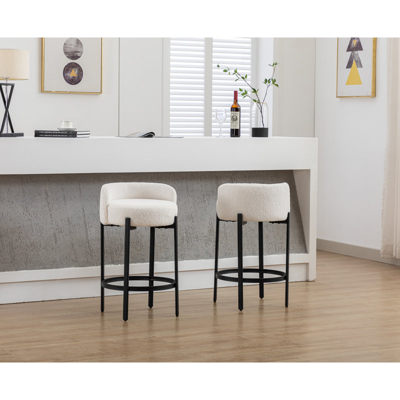 Tabouret de comptoir court 26 po Toey, Blanc