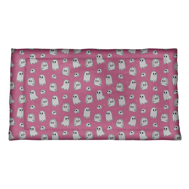 Taie décorative à motif fantôme noir et blanc Katelyn Elizabeth - Microfibre, Microfibre, Très grand lit, Rose