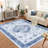 Washable Area Rug, Vintage Printed Low Pile Non Slip Foldable Polyester Carpet, for Living Room Bedroom, Blue Tone, 8'x10'-867903104-867903106