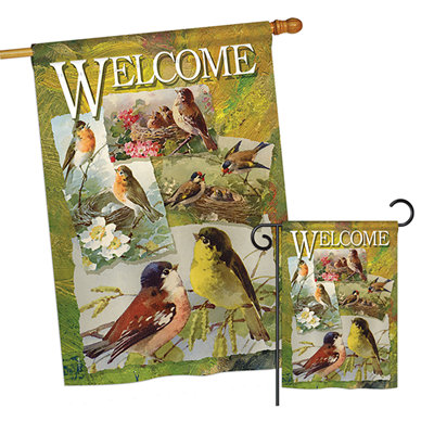 Mélange de polyester 40 x 28 po oiseaux en collage de amis drapeau de jardin
