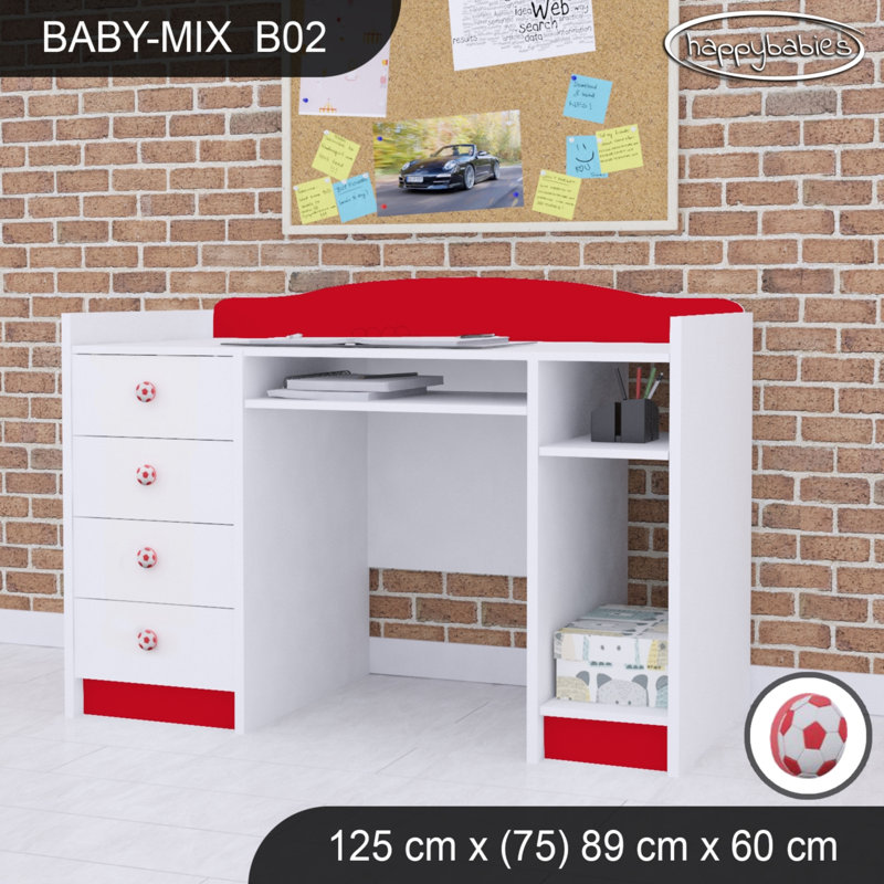 125cm Computer Desk, Red