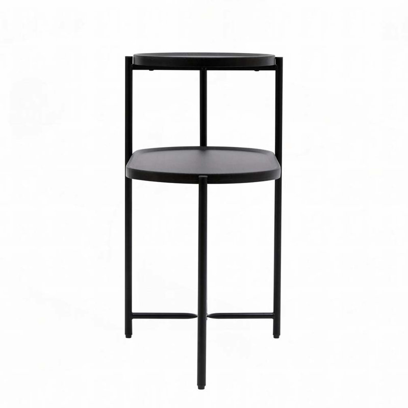 Storage Tray 2 Tier Oval End Tables, Black