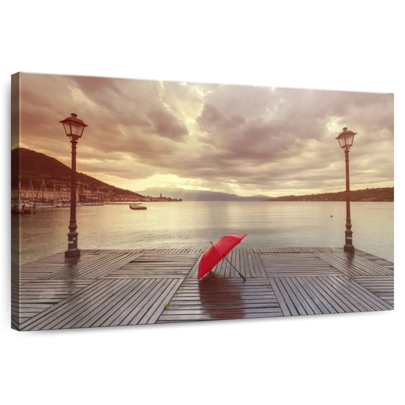 Aletra Lake Garda Red Umbrella, 32" H x 48" W