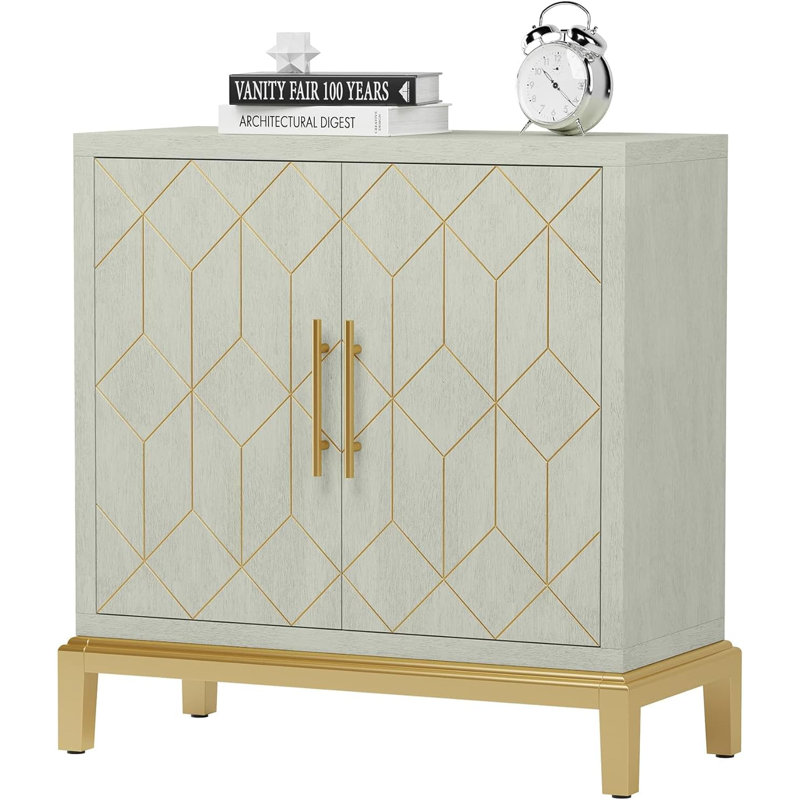 Armoire de rangement grise, Gris clair / or, H 29,33 po x l 30,71 po x P 13,39 po