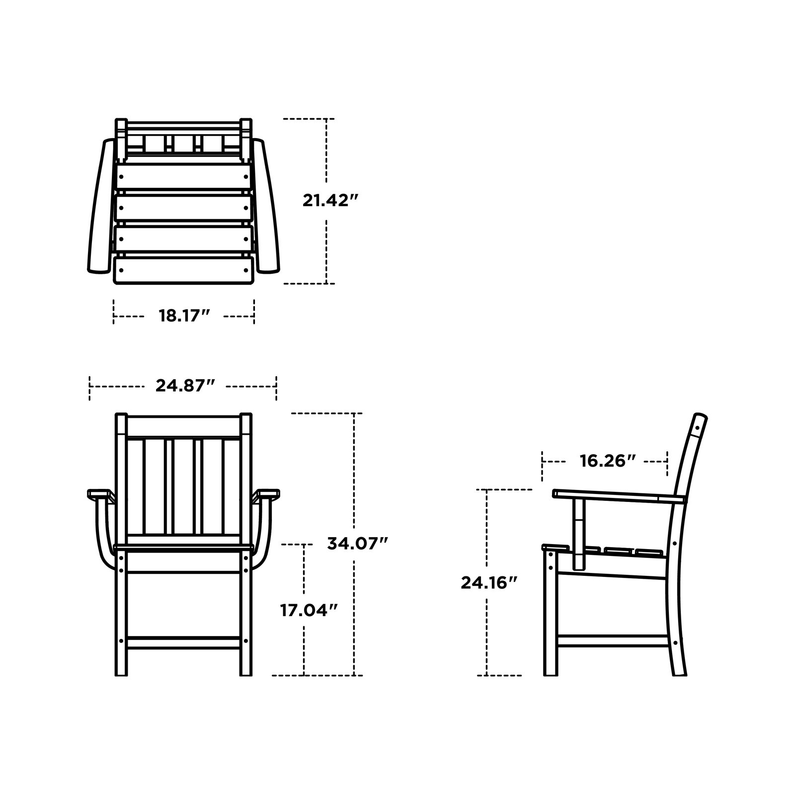 POLYWOOD® Oxford Patio Armchair, Black