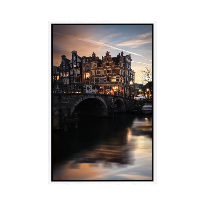Amsterdam IX by Enzo Romano - Print on Canvas, 101.6cm H x 66.04cm W x 3.81cm D, White Framed