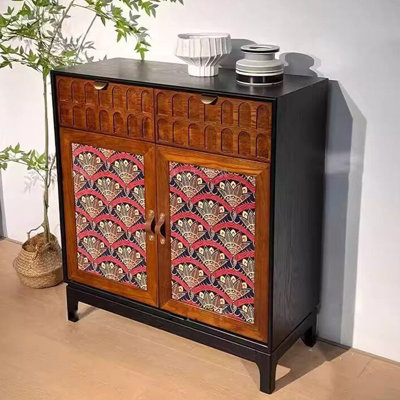 Armoire d'appoint moderne en bois massif brun et noir