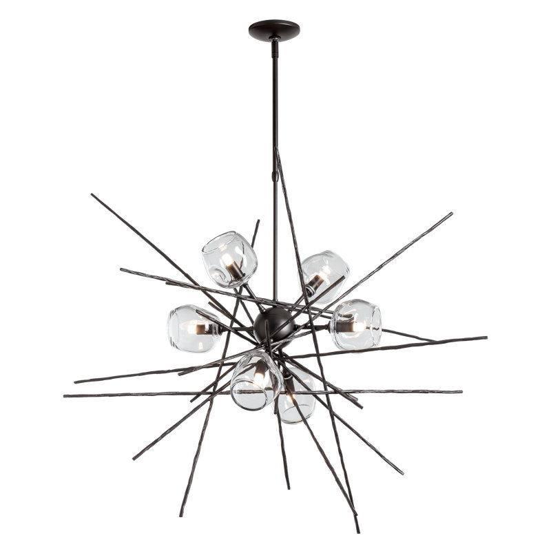 Griffin 6 - Light Chandelier, 56.6" H x 39.2" W x 38.8" D, Clear, Dark Smoke