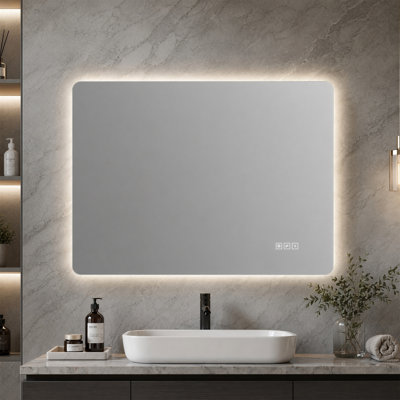 Miroir à DEL sans cadre 36 po x 30 po, avant et rétroéclairé, antibuée, 3 couleurs, gradation à 5 niveaux