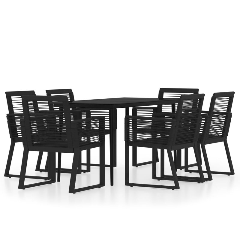 Grizzly 6 - Person Wicker Patio Dining Set with Rectangular Table, 74cm H x 140cm W x 70cm D