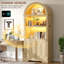 French Vintage Arched Display Cabinet with LED Lighting, Open Shelving and Cupboard Storage-519878916