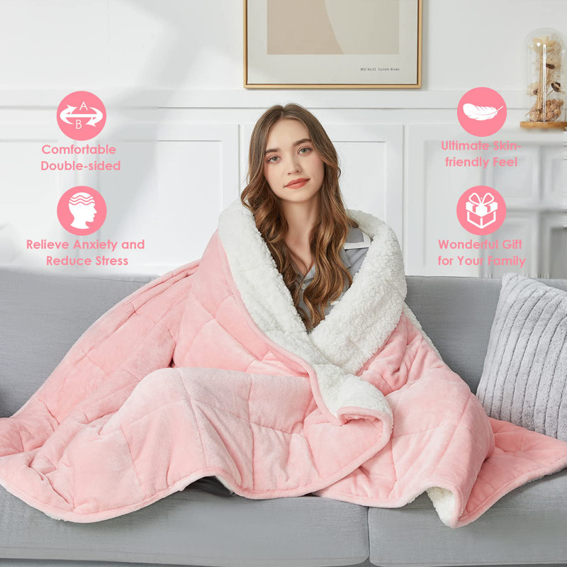 Jeté en flanelle, L 48 po x L 72 po, Rose, 15 lb