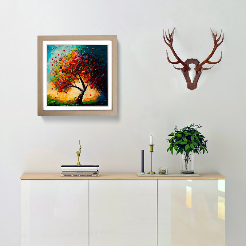 Apple Tree Palette Knife Painting No.1 - Framed Print, Oak