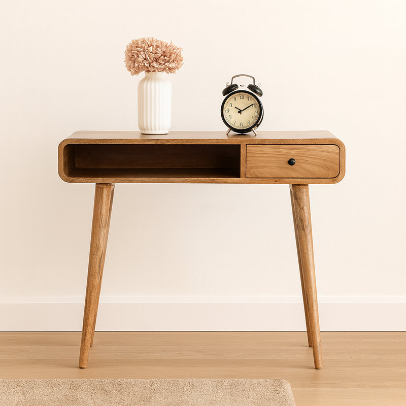 Kylo Solid Wood Writing Desk, Beige