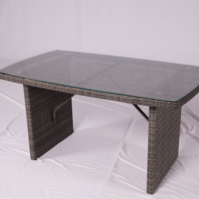 Rectangular Wicker Dining Table –  (55.1" X 31.5" X 28.3"), Gray