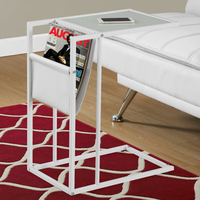 Enon Accent Table, C-shaped, End, Side, Snack, Living Room, Bedroom, Metal, Pu Leather Look by Ebern Designs