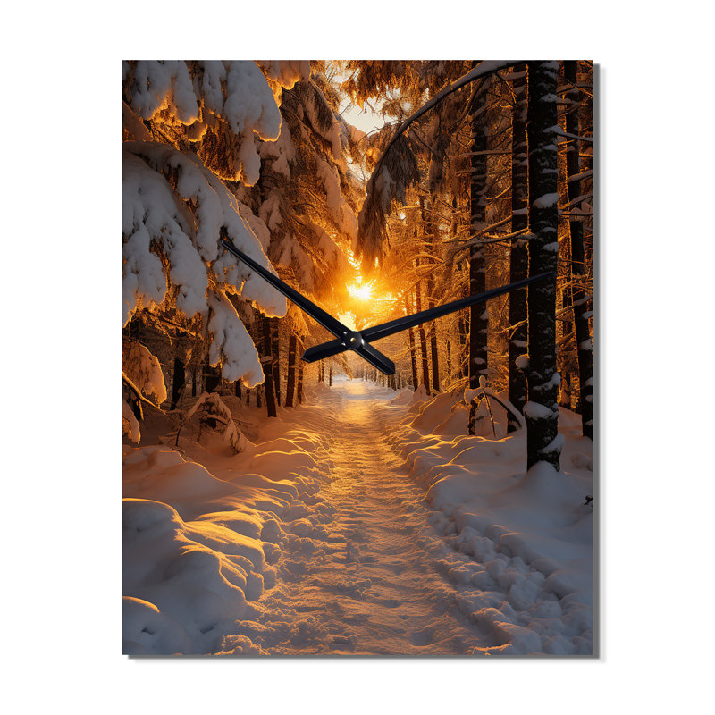 Horloge murale Alaska Silent Winter II - Paysages surdimensionnée, H 28 po x l 12 po x P 1 po