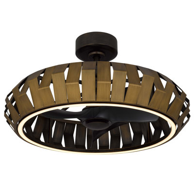 Cal Lighting Arroyo Ultra Quiet LED Ceiling Fan Light With Remote Control Bronze Patina 17" H
