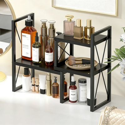 Organisateur de tablette de bureau réglable, tablette de bureau extensible en bois et en métal pour l'organisation de bureau, le rangement de bureau à domicile et la décoration de comptoir