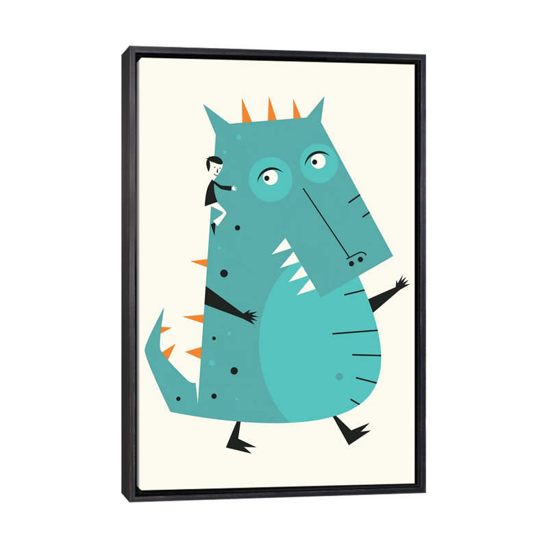 Monstre III - Imprimé, Pas de tapis, Toile avec cadre noir patiné, H 26 po x l 18 po x 1,5 po