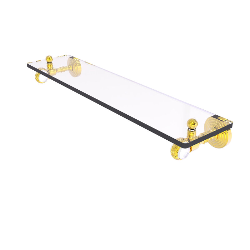 Étagère murale en verre Jarrell, Laiton poli, H 3,2 po x l 16 po x P 5,1 po