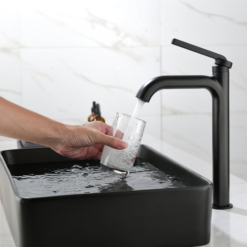 Robinet de salle de bain monocorps et monocommande, Noir mat