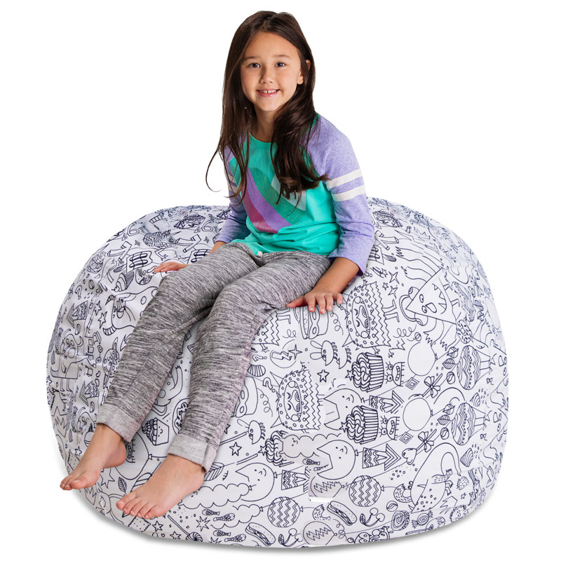 Housse pour fauteuil à billes Kids, Très grand - 48 po, Toile - tissu coloré créatures amusantes