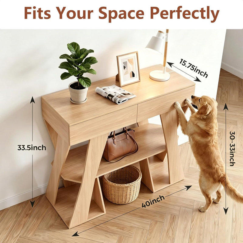 40 Inch Light Oak Entryway Table