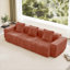 Canapé modulaire à 3 sièges profonds avec passepoil à bordure française, sans assemblage requis, canapé moderne à 3 places avec coussins décoratifs, tissu de velours rouge-598673769